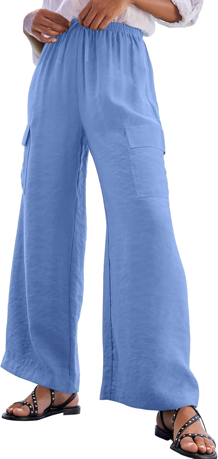 EVALESS Women Palazzo Pants for Summer Casual Beach Outfits