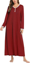 Ekouaer Women's Long Sleeve Nightgown Full Length Sleepshirt - Soft