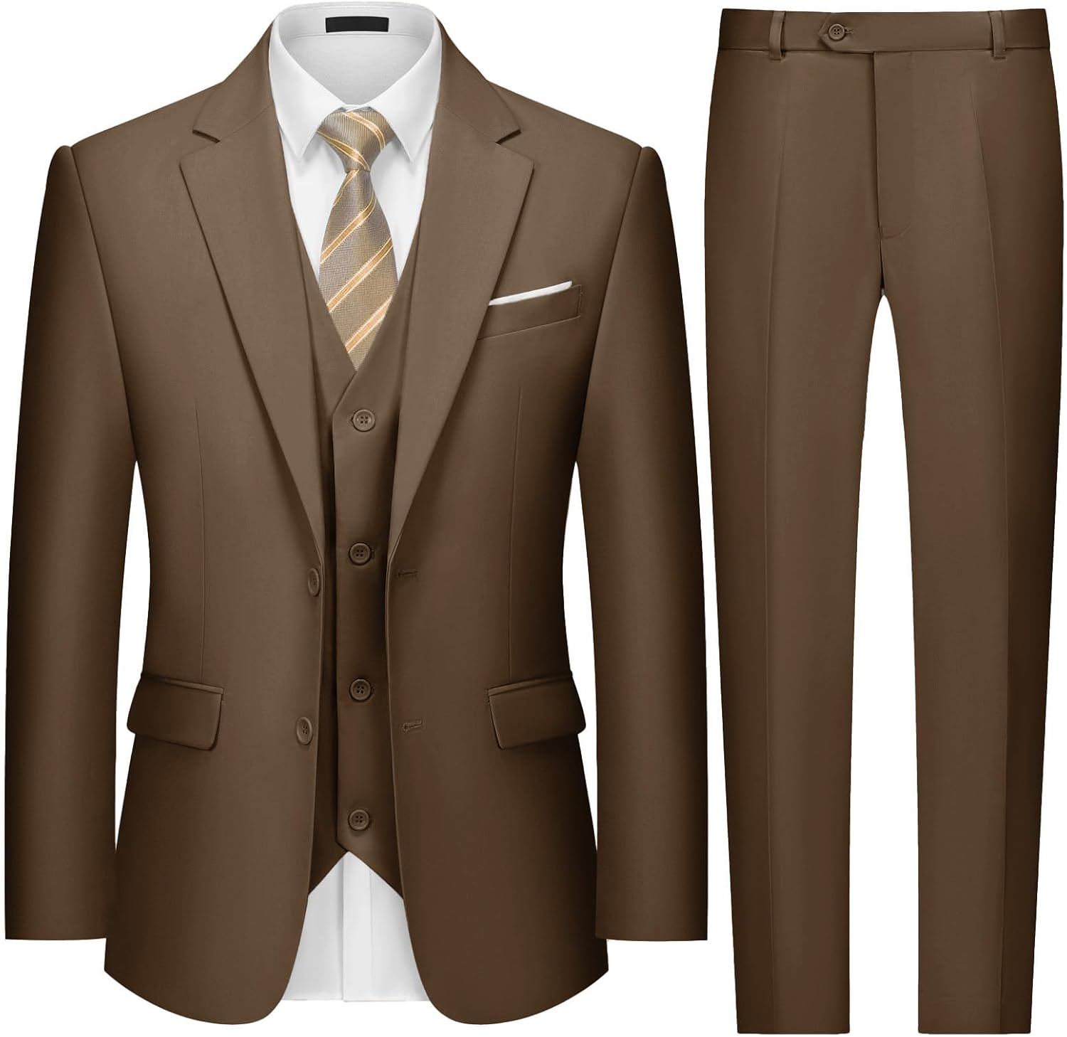 MAGE MALE Mens Two Button 3-Piece Slim Fit Tuxedo Set