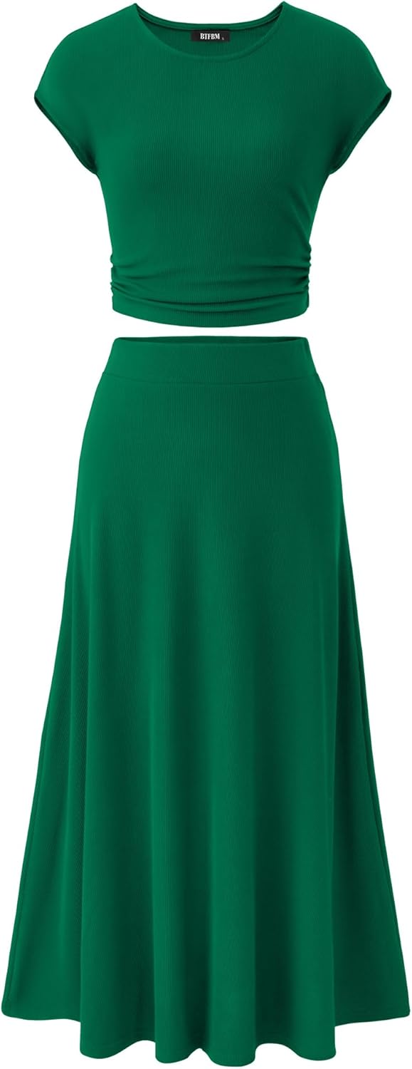BTFBM Women Two Piece Skirt Set for Summer Casual Style