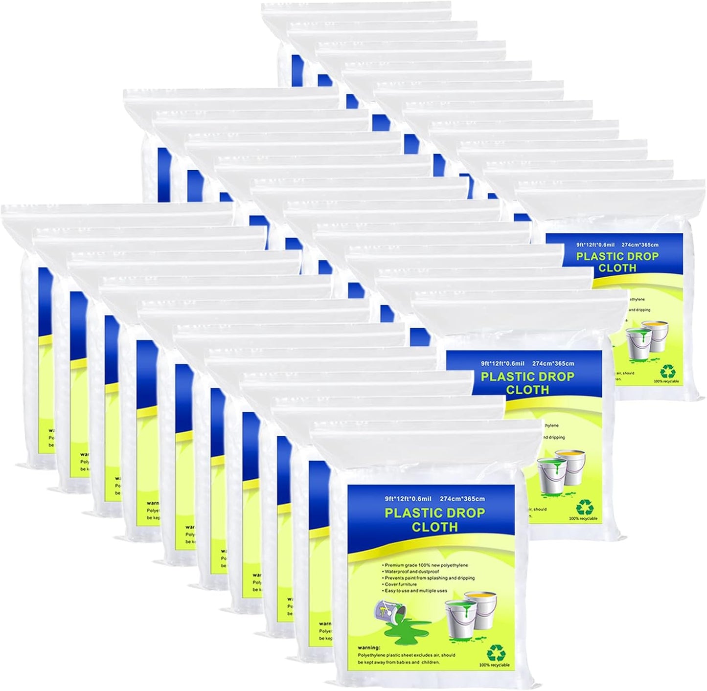 30 Pieces Plastic Drop Sheets for Painting and Furniture Cover