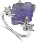 Raw Crystal Birthstone Ring for Women - Sterling Silver White Gold