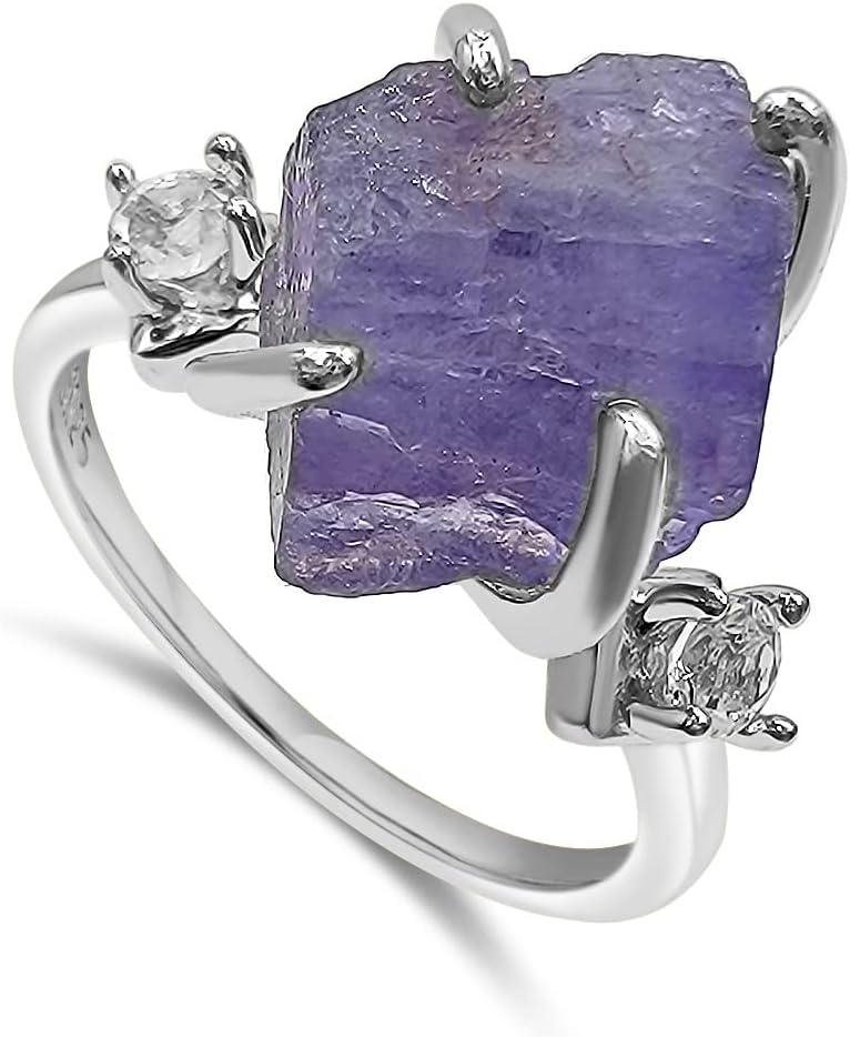 Real Raw Crystal Ring with Genuine Gemstones for Unique Gifts