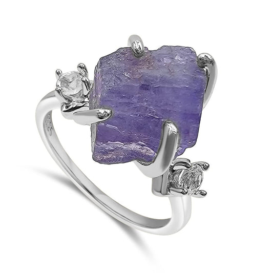 Real Raw Crystal Ring in Sterling Silver for Unique Gifts