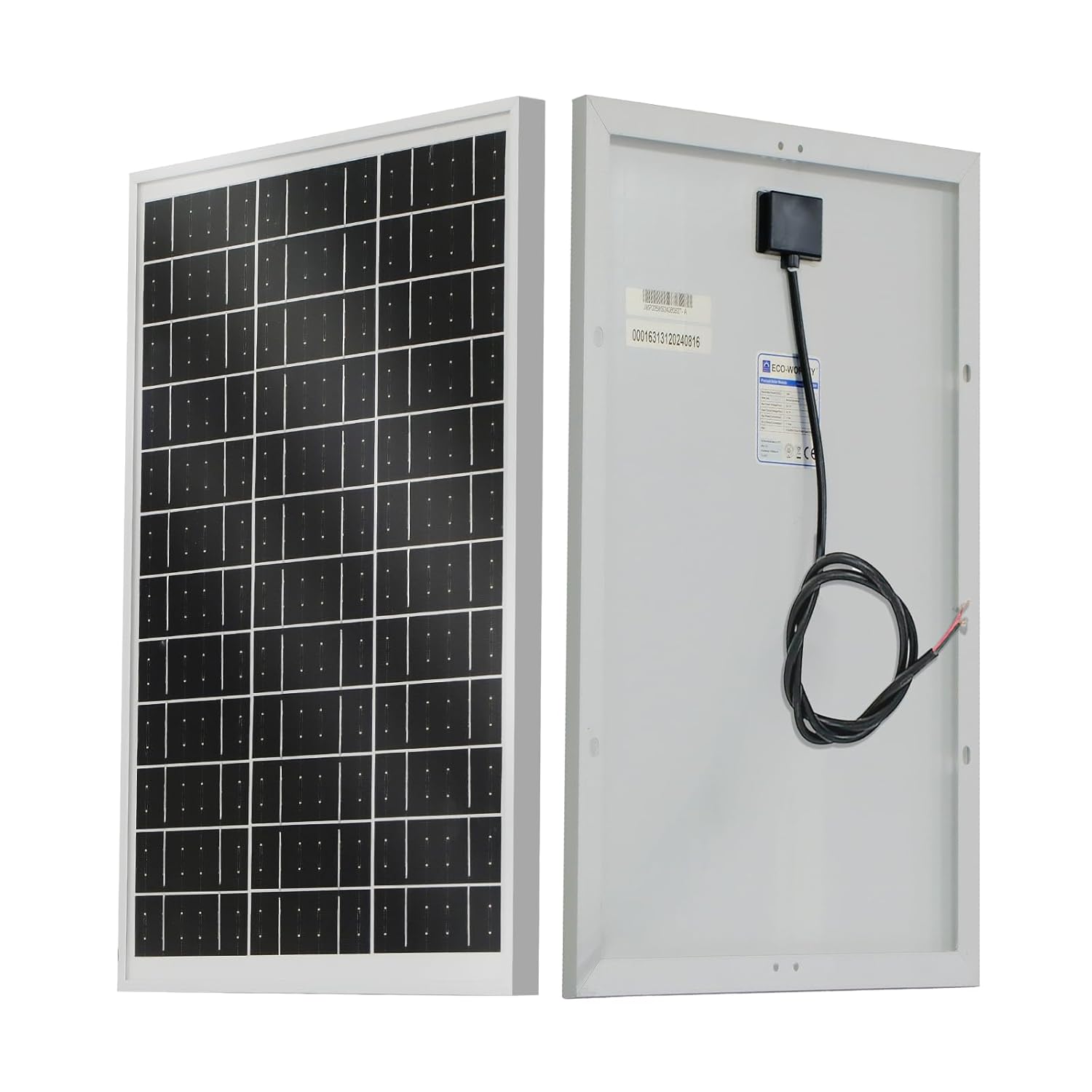 ECO-WORTHY 25W Monocrystalline Solar Panel for 12V Battery Charging
