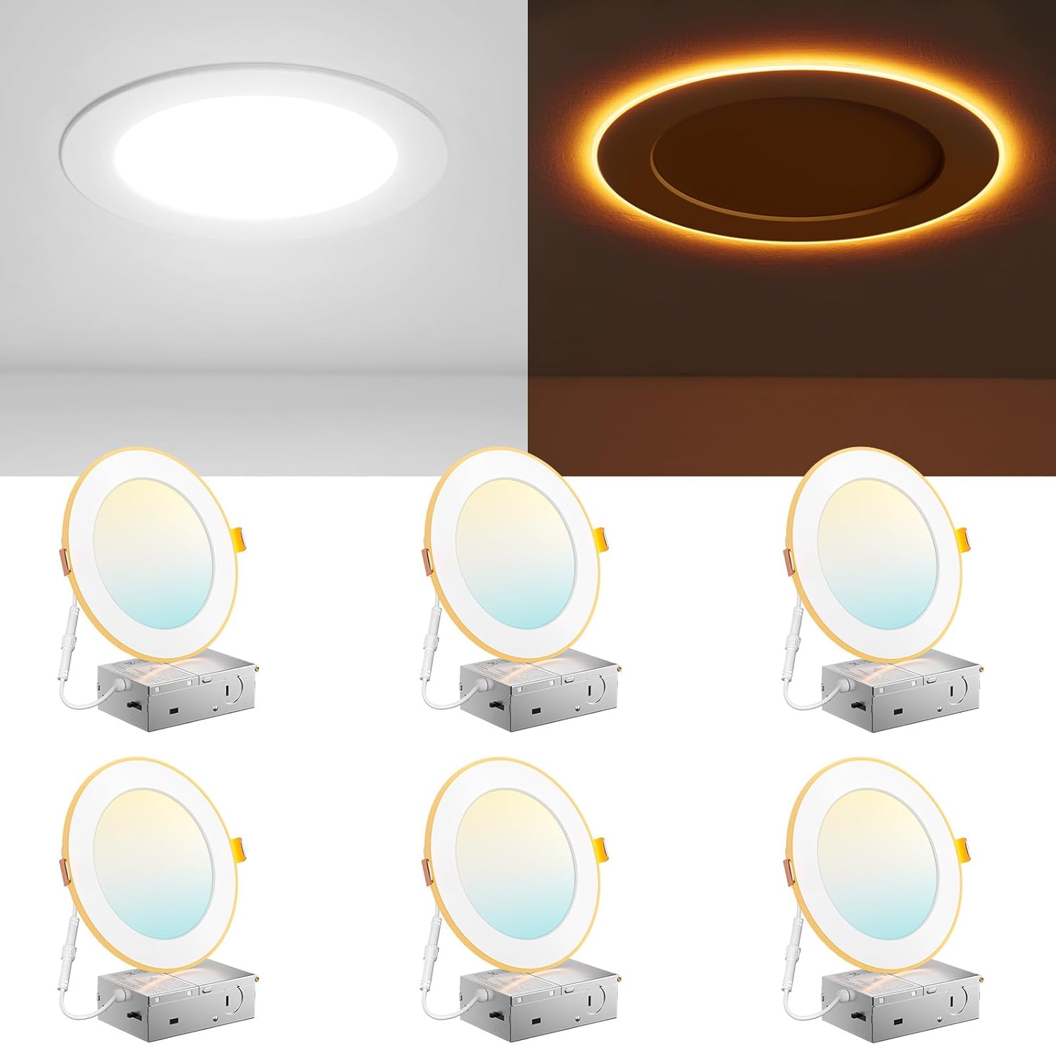 Amico 6 Inch 5CCT LED Recessed Ceiling Light with Night Light