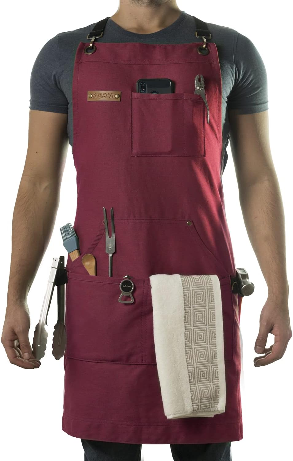 Asaya Chef and BBQ Apron with Bottle Opener and Towel