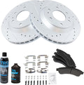 TRQ Front Brake Pad & Rotor Kit - G-Coated Slotted X Drilled