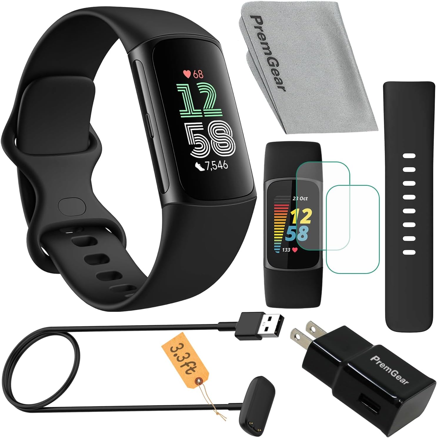 Fitbit Charge 6 Fitness Tracker with Essential Accessories Bundle