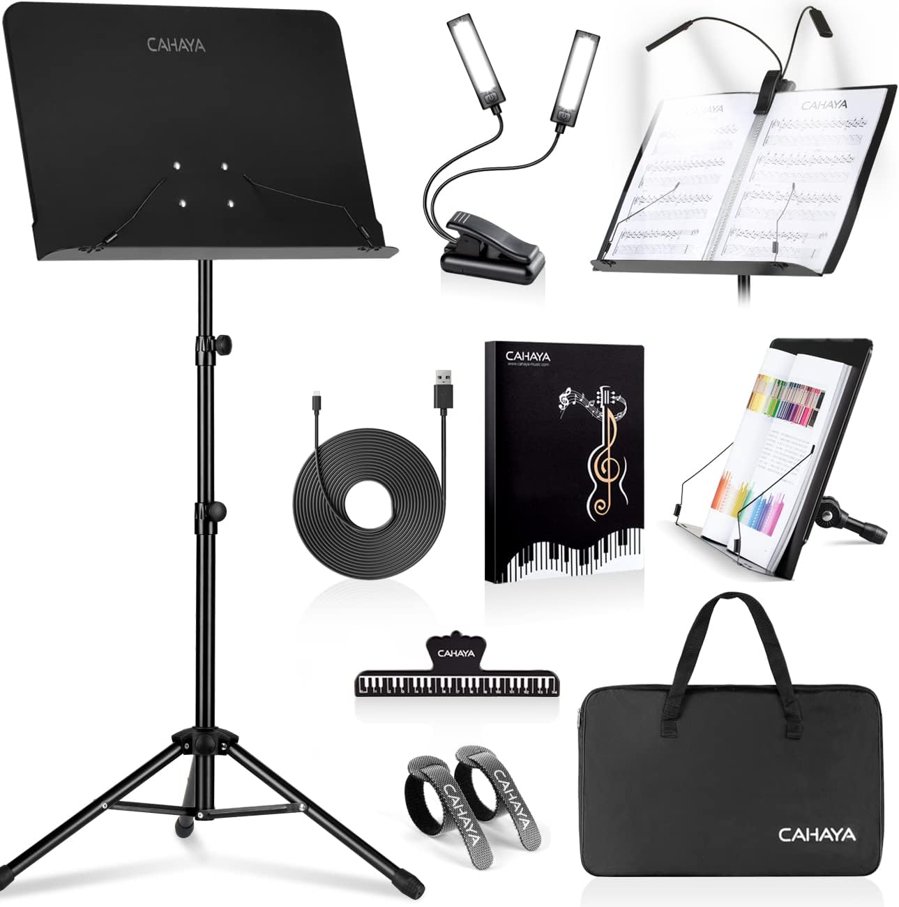 CAHAYA 6 IN 1 Portable Music Stand with Light and Accessories