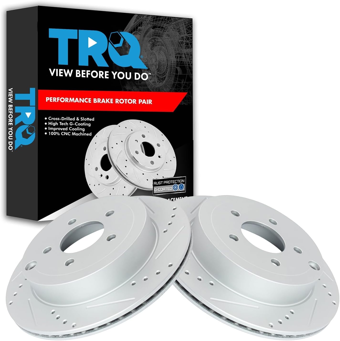 TRQ Rear Performance Brake Rotors Set for Ford Edge MKX 2007-2010