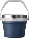 Insulated Ice Bucket with Lid - Keeps Ice Cold Longer (Navy)