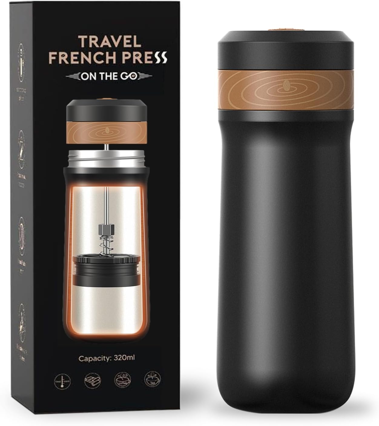 Portable French Press - Hot/Cold Brew, Stainless Steel