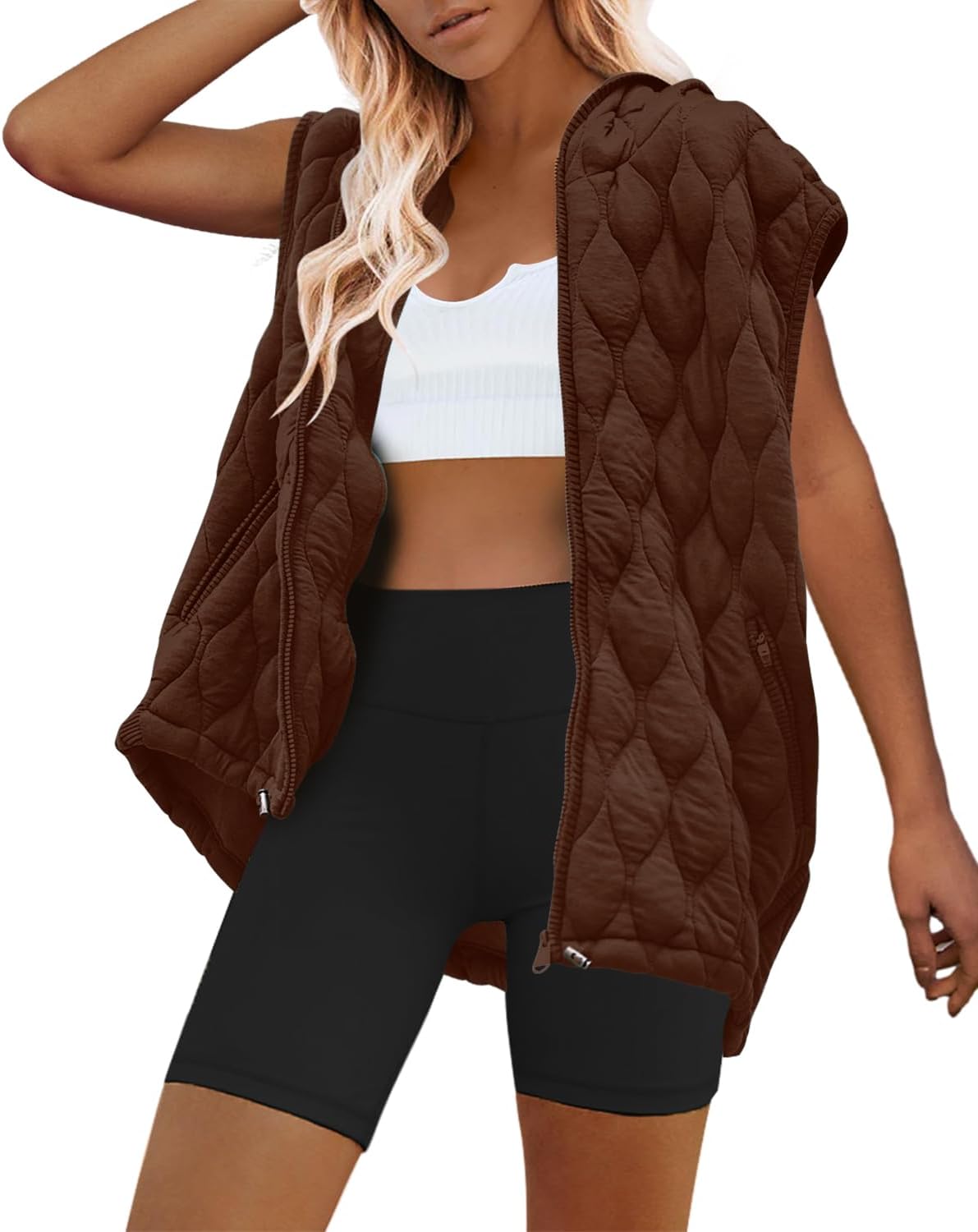 Oversized Puffer Vest for Women - Cozy Quilted Jacket