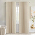 MIULEE Cream Beige Back Tab Blackout Curtains 84 in Length - Light