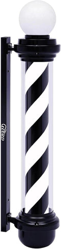 45ft Black White Barber Pole Light - Classic Rotating Sign for Shops