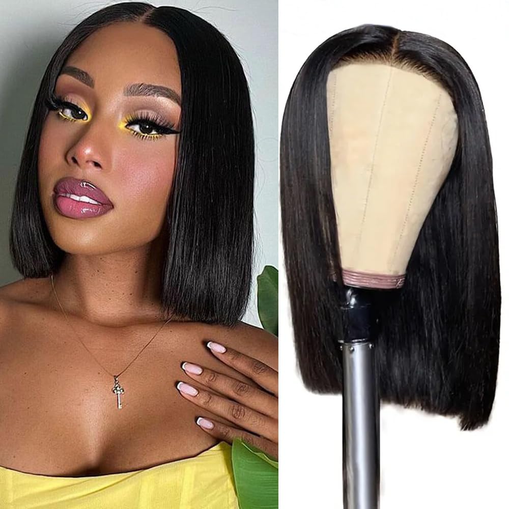Glueless Wigs Human Hair Pre Plucked Bob Wig for Easy Wear