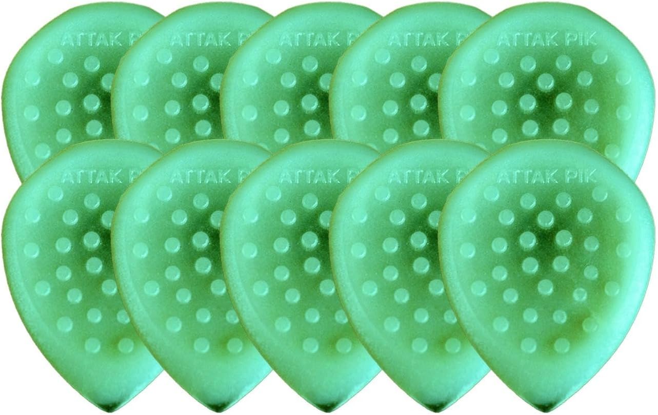 AttakPik XL Beveled Guitar Picks - Enhanced Tone, No-Slip Grip (10 Pack) - Radium