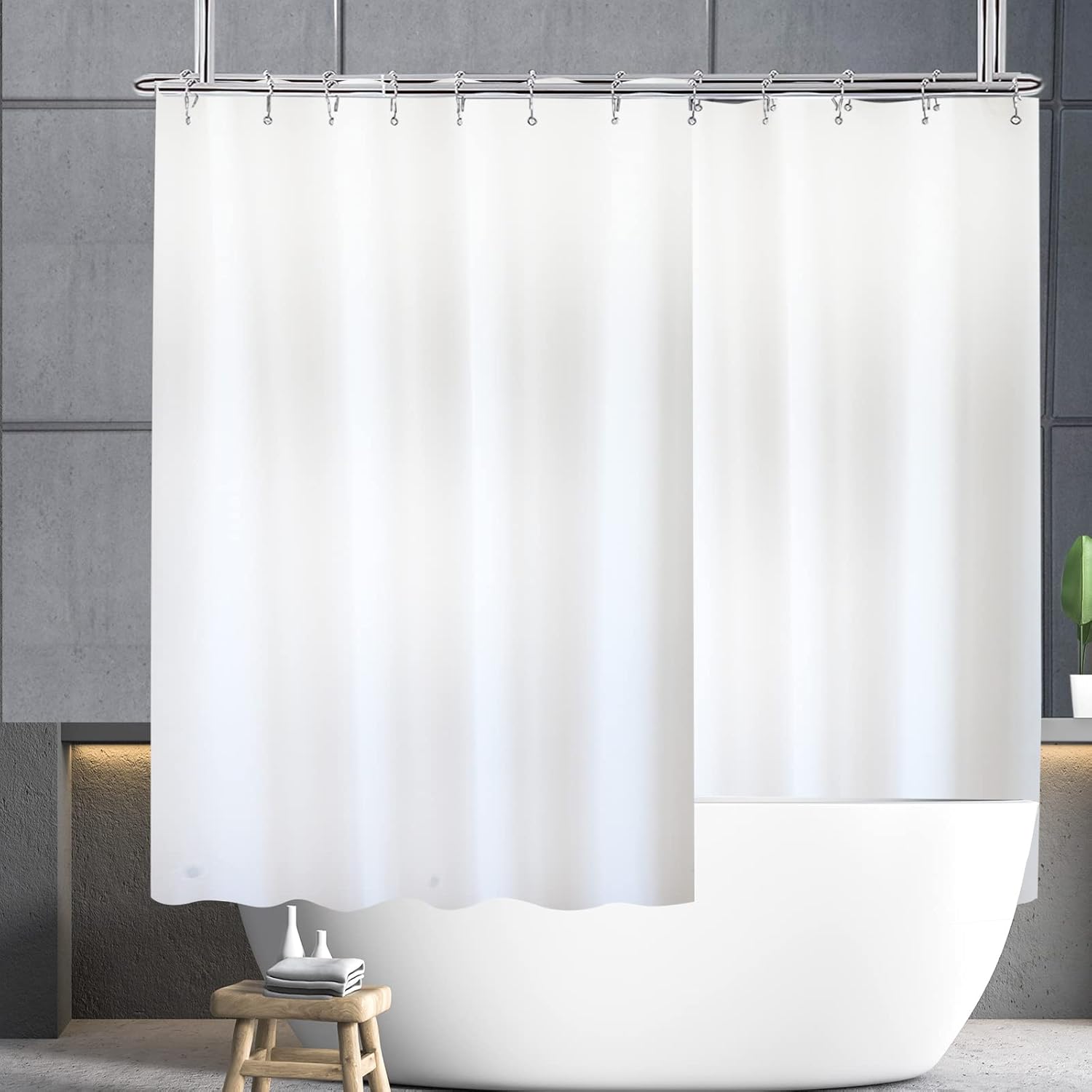 180x60 Wrap Around Shower Curtain with Magnets