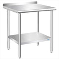 Stainless Steel Table 30 x 30 in with Backsplash - Heavy Duty Prep