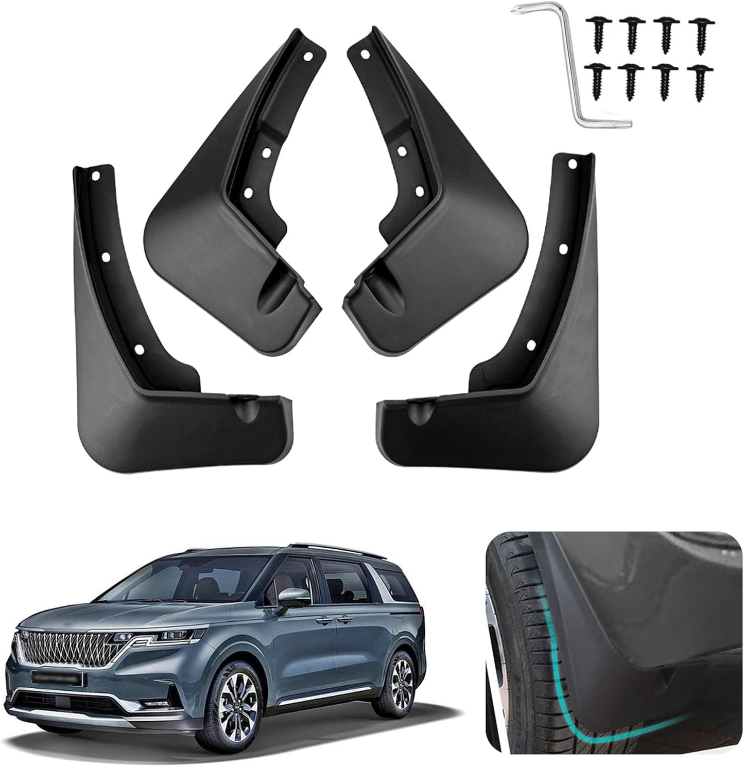 Custom Fit Mud Flaps for 2022 2023 2024 2025 Kia Carnival