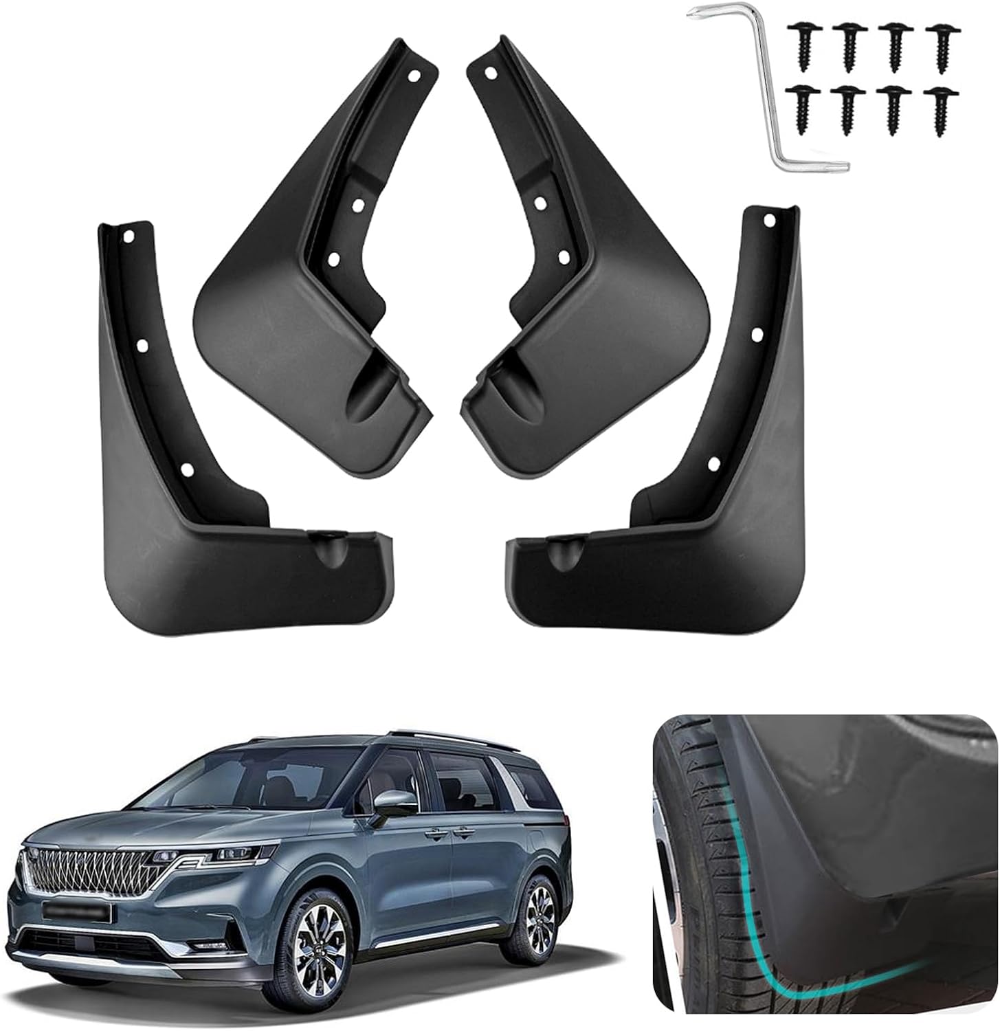 Custom Fit Mud Flaps for 2022 2023 2024 2025 Kia Carnival