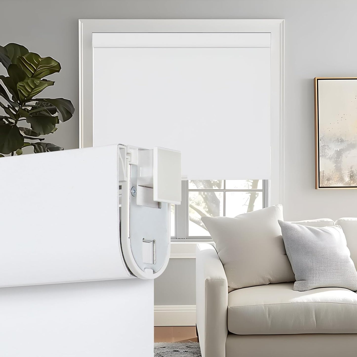 Persilux No Drill Cordless Blackout Roller Shades for Windows