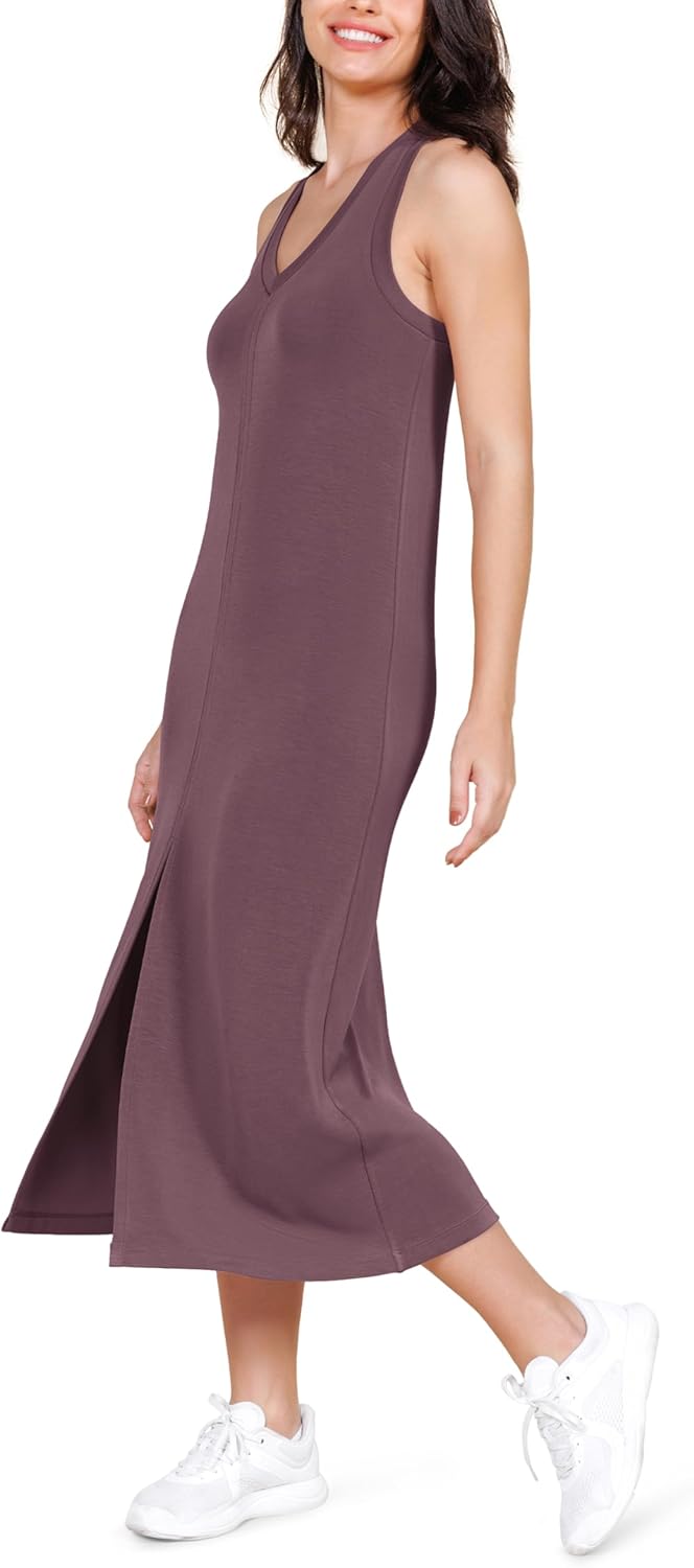 ODODOS Modal Soft Front Split Midi Dress for Women - Stylish Comfort