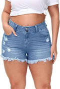 ALLEGRACE Sexy Plus Size Denim Shorts Women Distressed High Waist