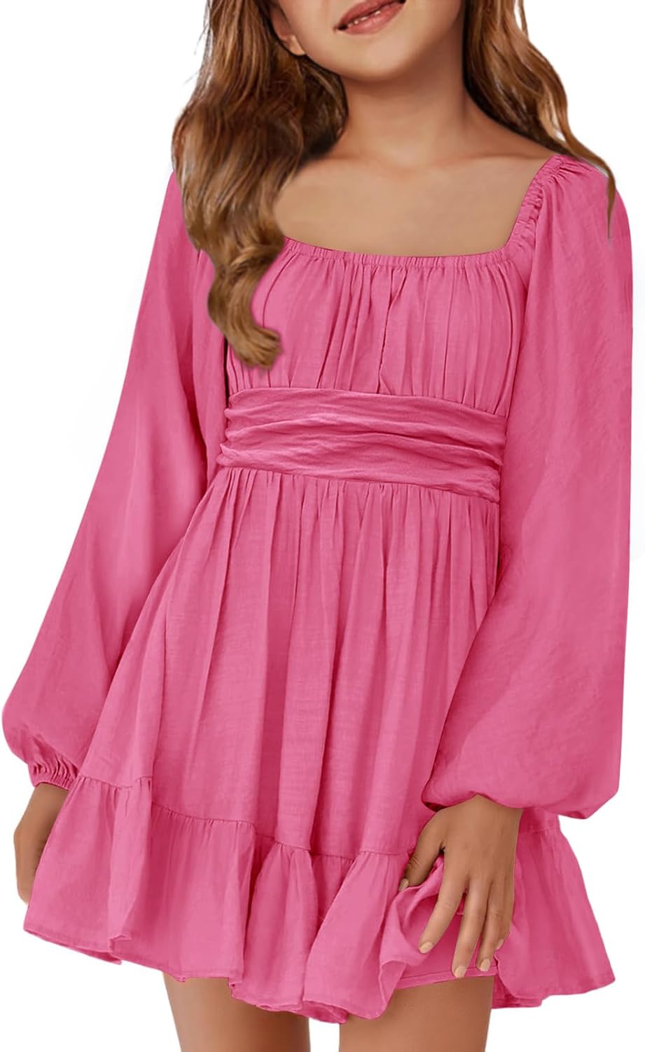 Batermoon Girls Long Sleeve Tie Back Dress for Fall Fashion