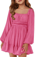 Fall Fashion Long Sleeve Dress for Girls with Tie Back by Batermoon