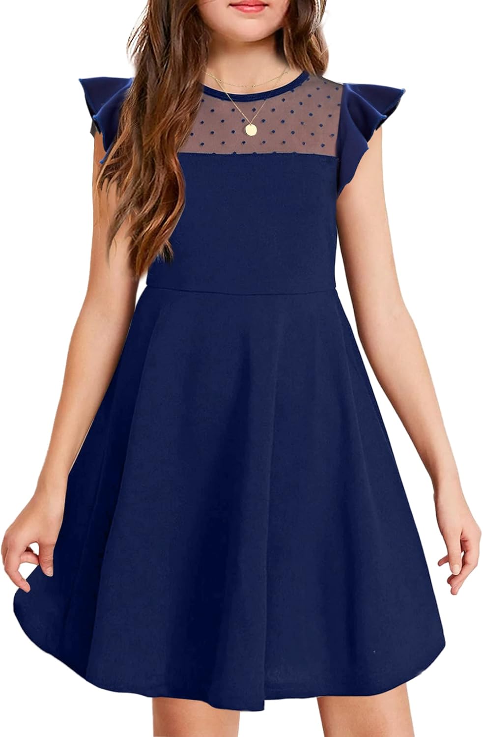 Arshiner Girls Dress Summer Ruffle Sleeve A Line Casual Dress