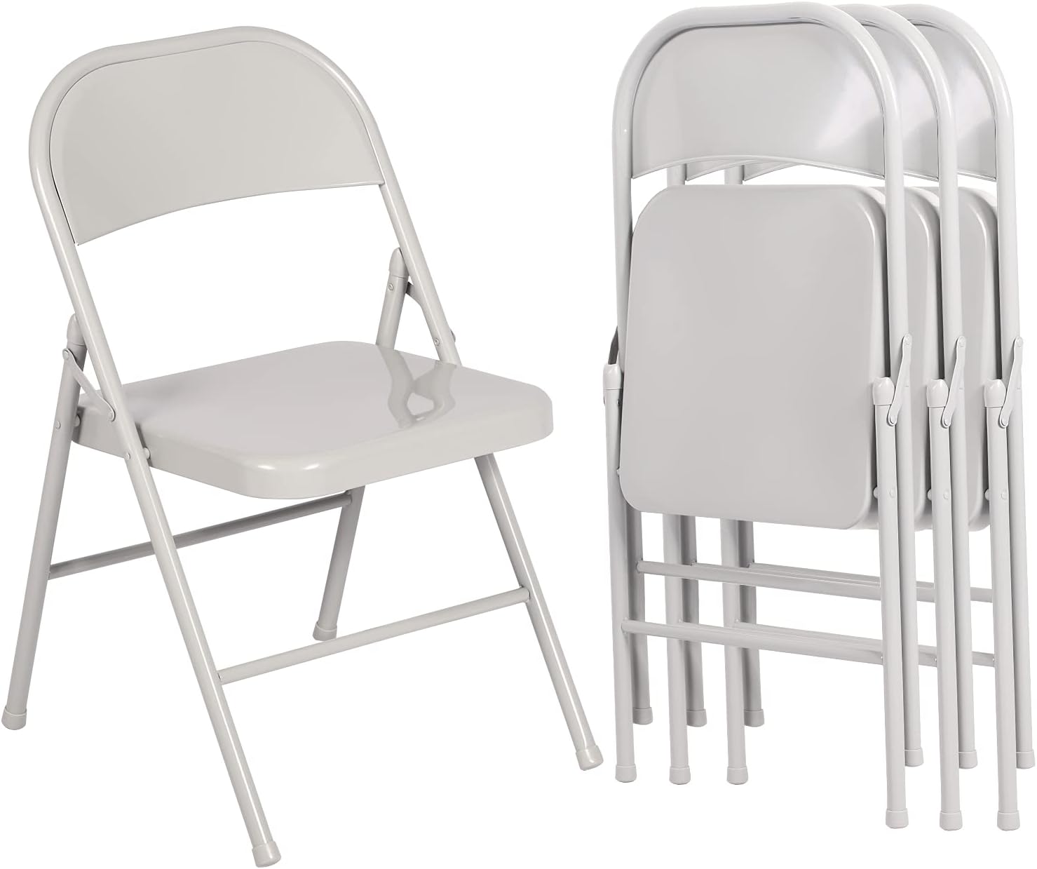 VECELO Metal Folding Chairs 4 Pack - Easy Foldable & Stackable