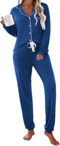 Womens Ekouaer Pajamas Set Long Sleeve - Soft Modal Cotton PJs