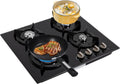 Gas Cooktop 4 Burners Built-In Tempered Glass Cooktop - Durable