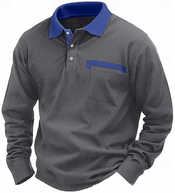 Color Block Waffle Polo: Stylish Quarter Button Shirt