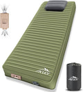 Army Yellow Self Inflating Sleeping Pad with Electric Pump - 4 in