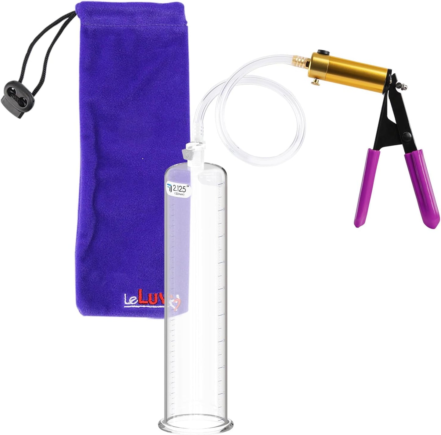 LeLuv Ultima Penis Pump with Brass Handle and Purple Grips