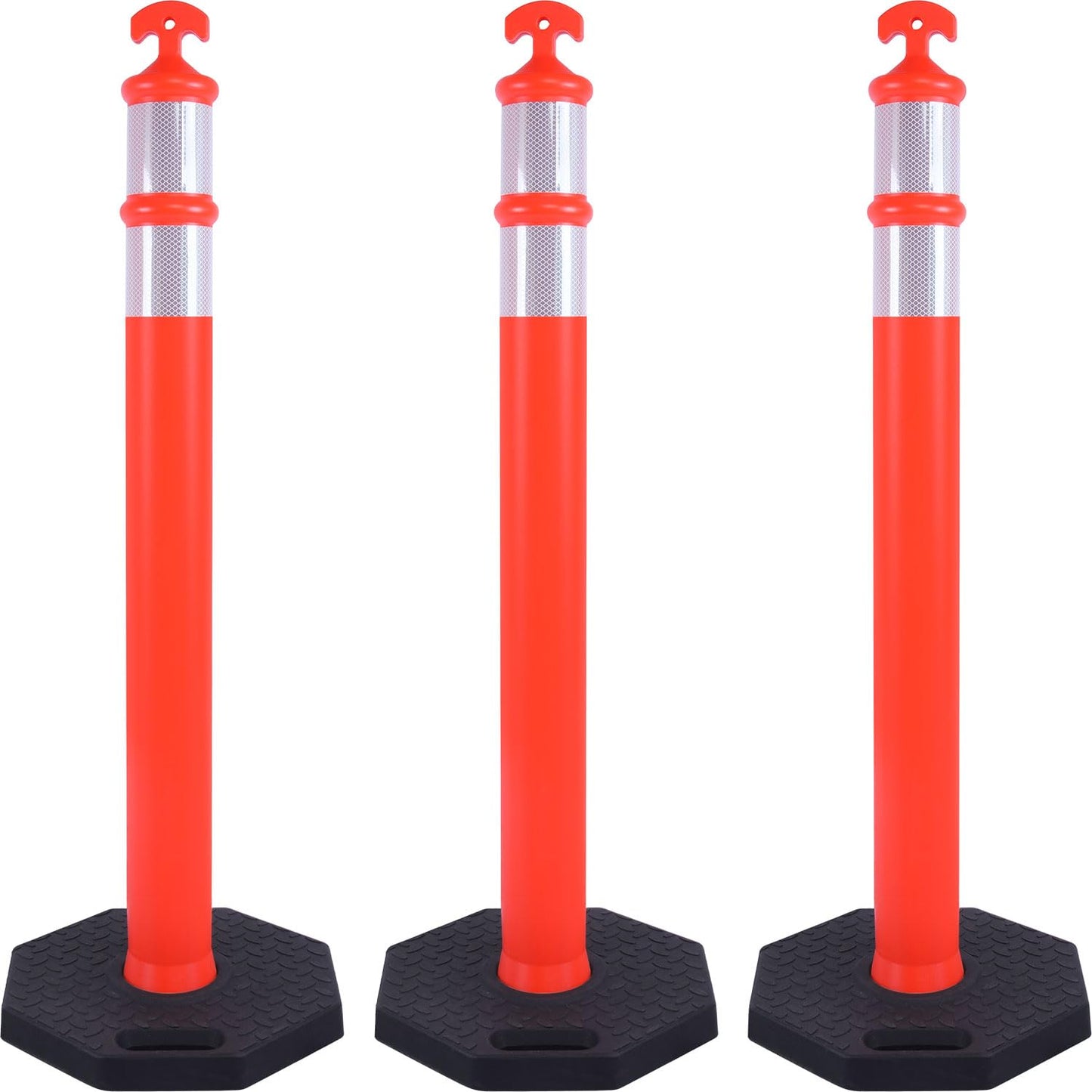 Traffic Delineator Post Cones with Heavy-Duty Rubber Base