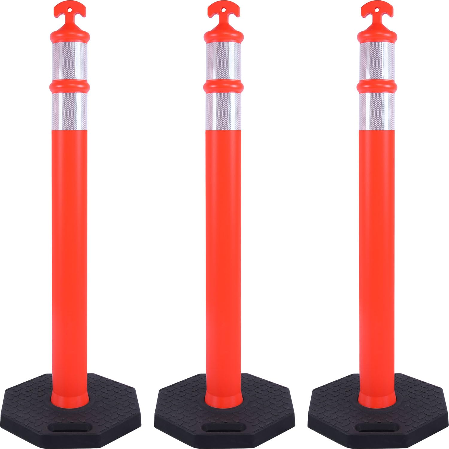 Traffic Delineator Post Cones with Heavy-Duty Rubber Base