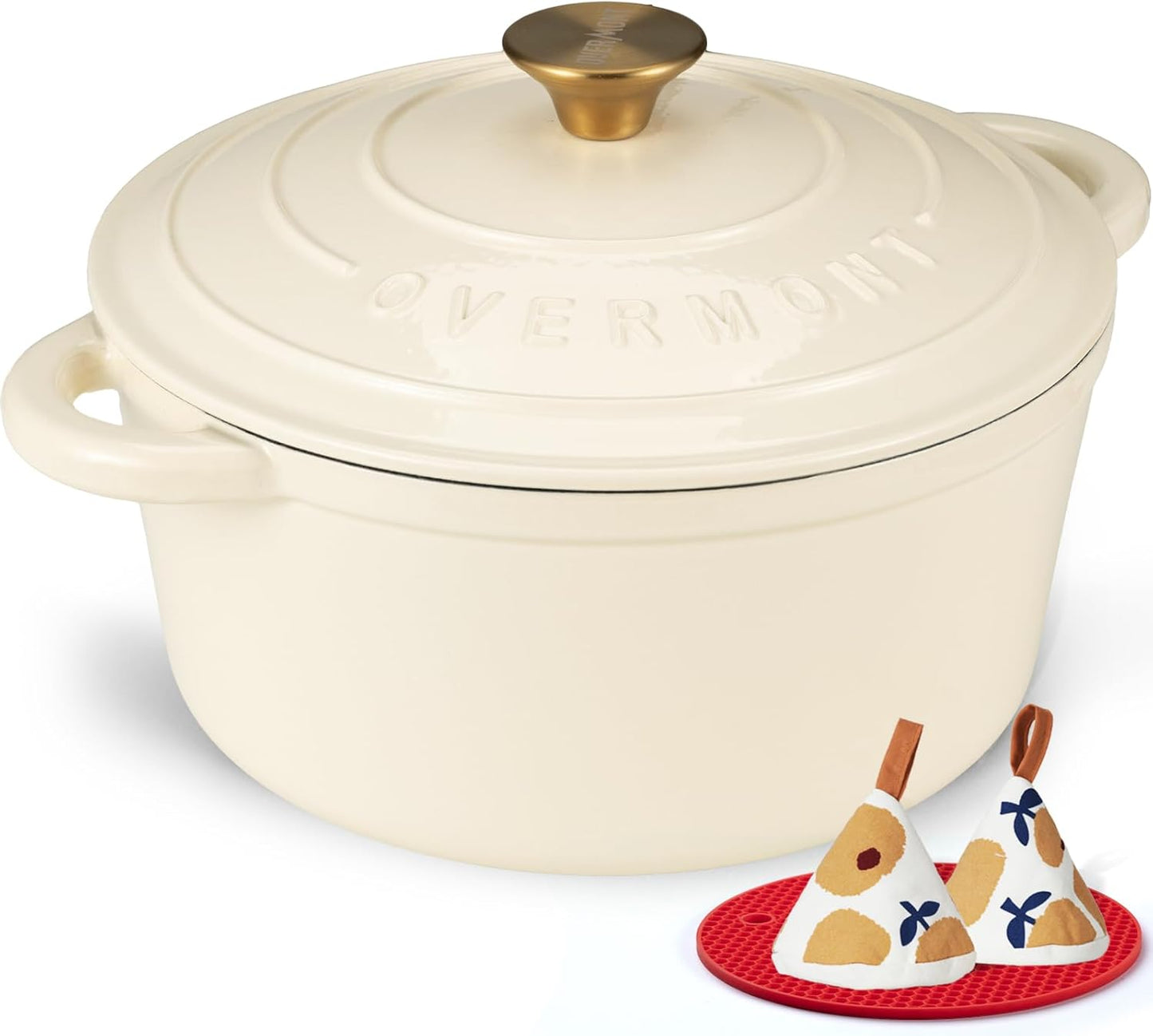Overmont Enameled Cast Iron Dutch Oven - 4.5QT Heavy-Duty Pot