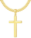 18k Gold Over Sterling Silver Cross Necklace for Men - 4mm Cuban Chain