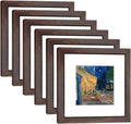 8x8 Walnut Picture Frame Set of 6 - Real Glass, Wall or Tabletop