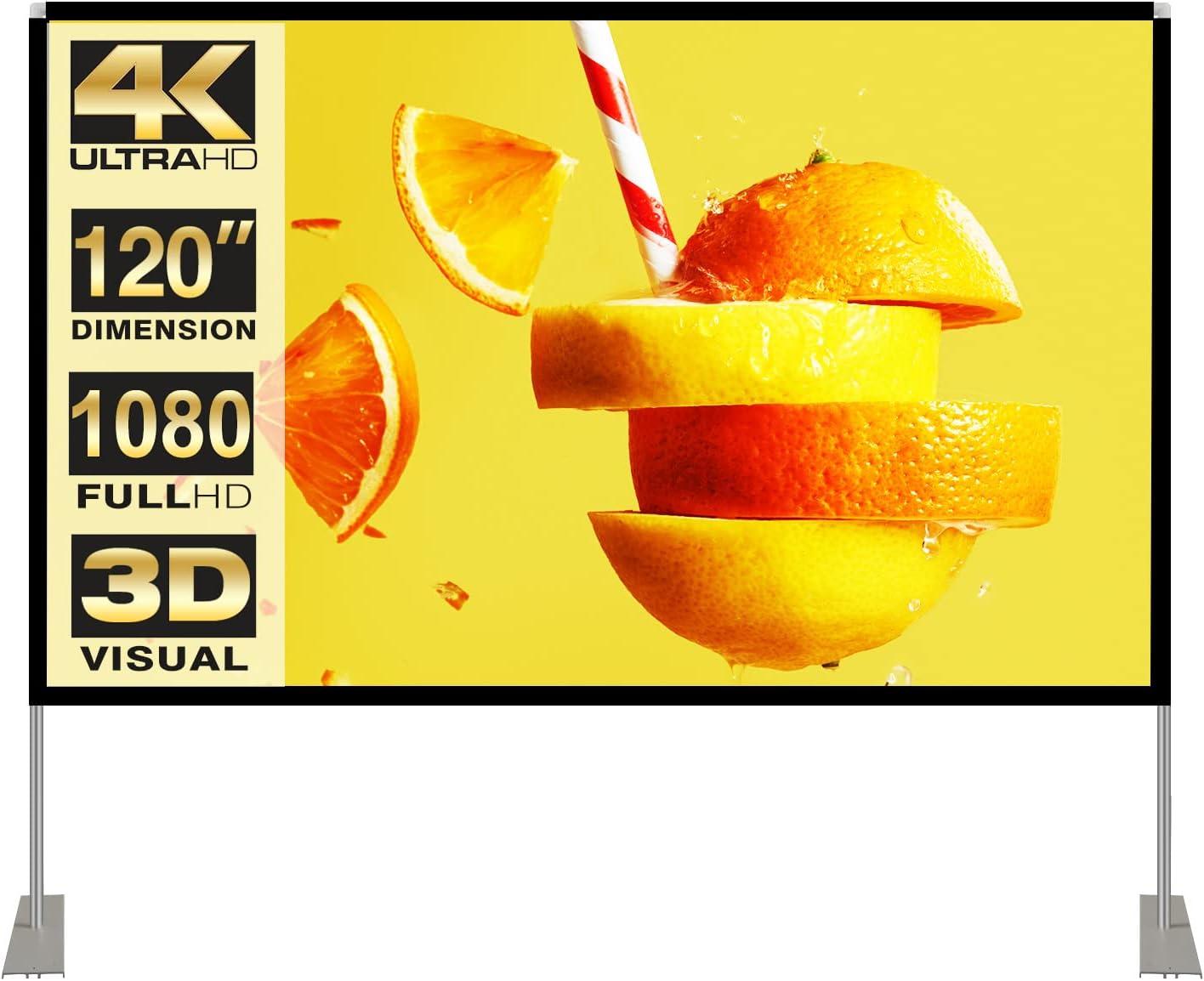 120-inch 16:9 HD 4K Projector Screen - Wrinkle-Free Portable Cinema