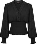 Scarlet Darkness Renaissance Peasant Blouse - Vintage V Neck