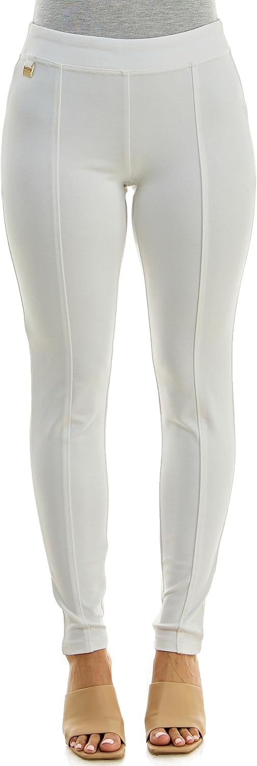 Zac & Rachel Womens Pull On Ankle Pant with Stylish Metal Tab