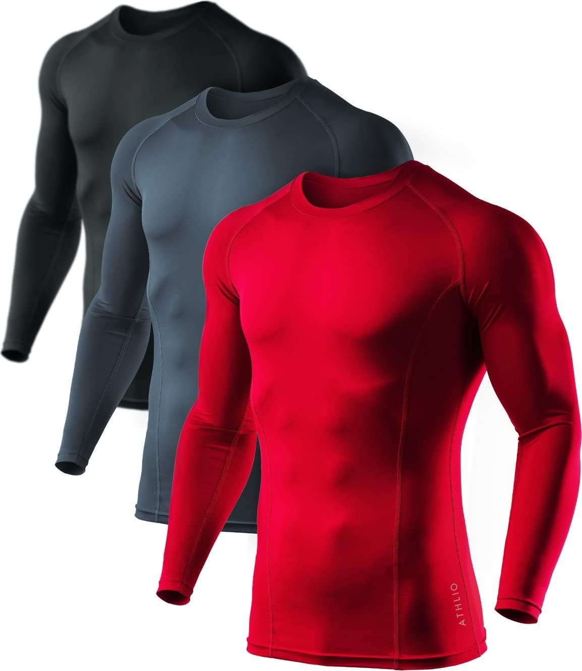 ATHLIO Men's UPF 50+ Long Sleeve Compression Shirts for Sports