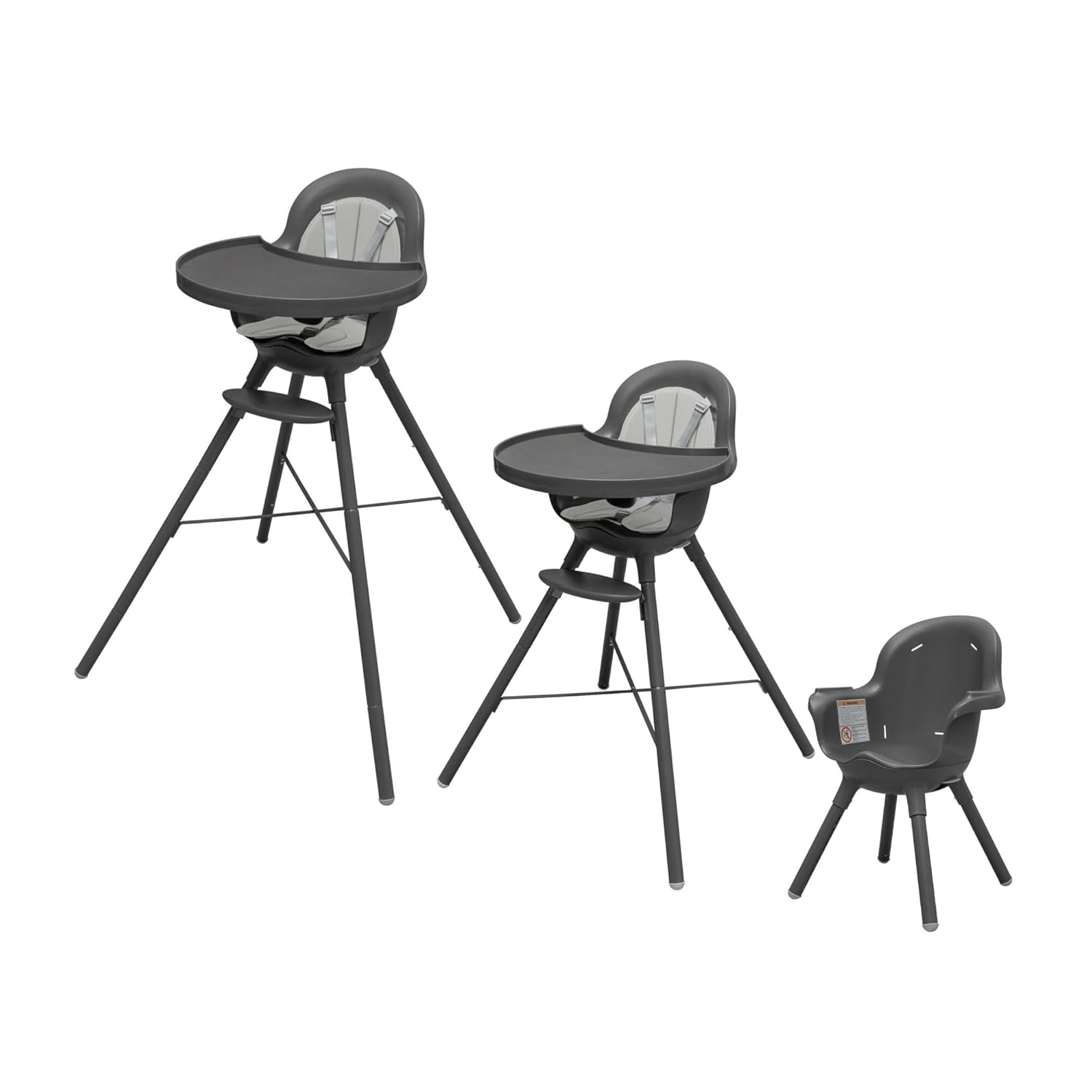Boon Grub Adjustable High Chair - Dishwasher Safe Seat - Convertible Gray