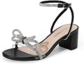 DREAM PAIRS Women's Double Bowknots Crystal Sandals - Elegant Low