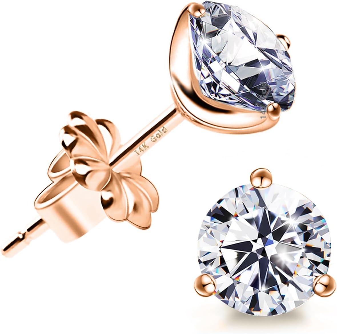 18K Gold Plated Simulated Diamond Stud Earrings for Women